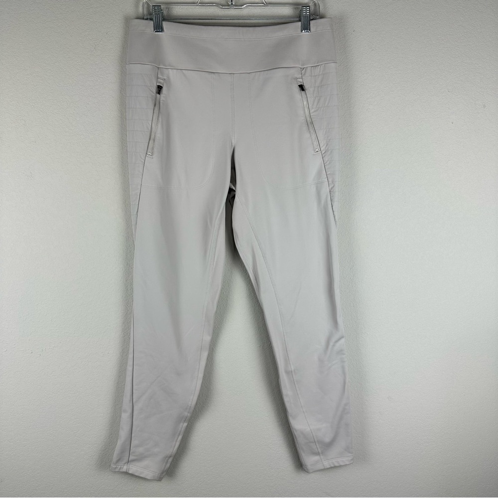 Athleta Off White Gray Peak Hybrid Fleece Tights Size Large